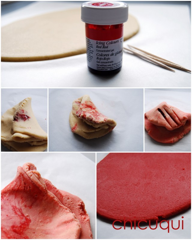 Galletas decoradas san valentin corazones rojos purpurina how to paso1