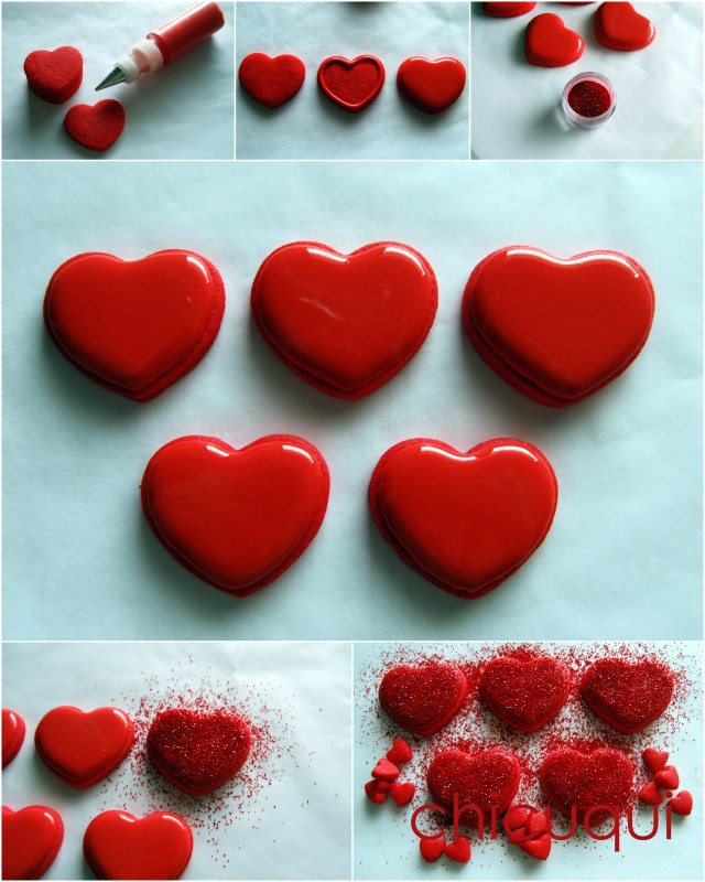 Galletas decoradas san valentin corazones rojos purpurina how to paso3