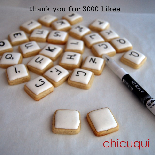 Galletas decoradas en forma de Scrabble o Intelect de chicuqui.com