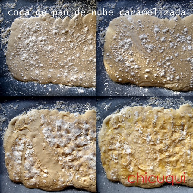 Receta de coca de pan de nube caramelizada chicuqui.com