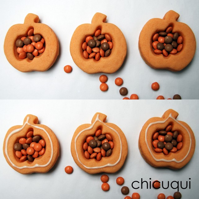 Galletas decoradas para Halloween calabazas pumpkin decorated cookies chicuqui.com